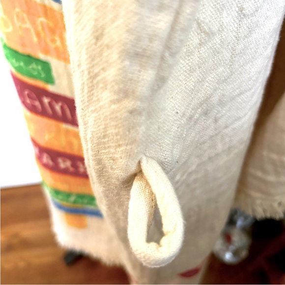 Colorful Caribbean Signpost Kimono Robe Cotton Natural Sash Belt Loops Handmade - Picture 13 of 14